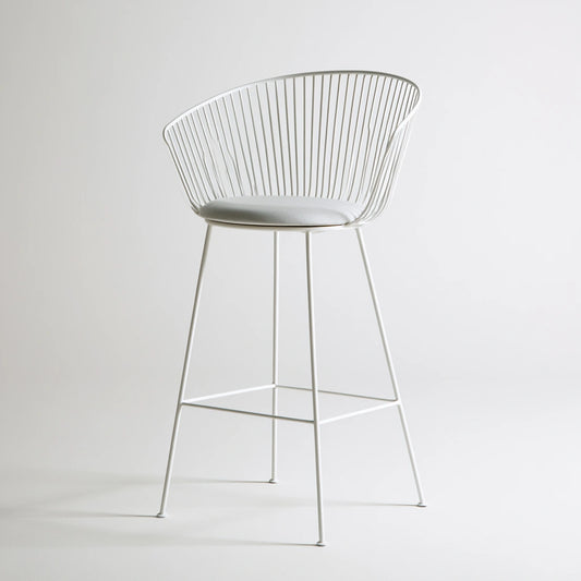 Tabouret de bar aux lignes épurées, coloris blanc