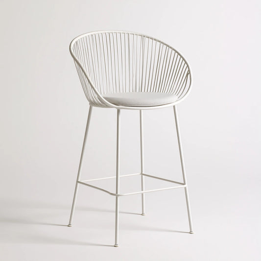 Tabouret de bar aux lignes épurées, coloris blanc
