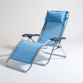 Fauteuil relax pliant aux lignes épurées pliant, coloris bleu clair et blanc