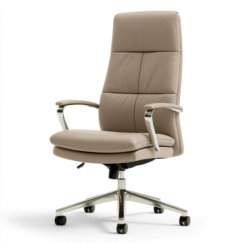 Fauteuil de bureau direction en cuir, coloris brun clair