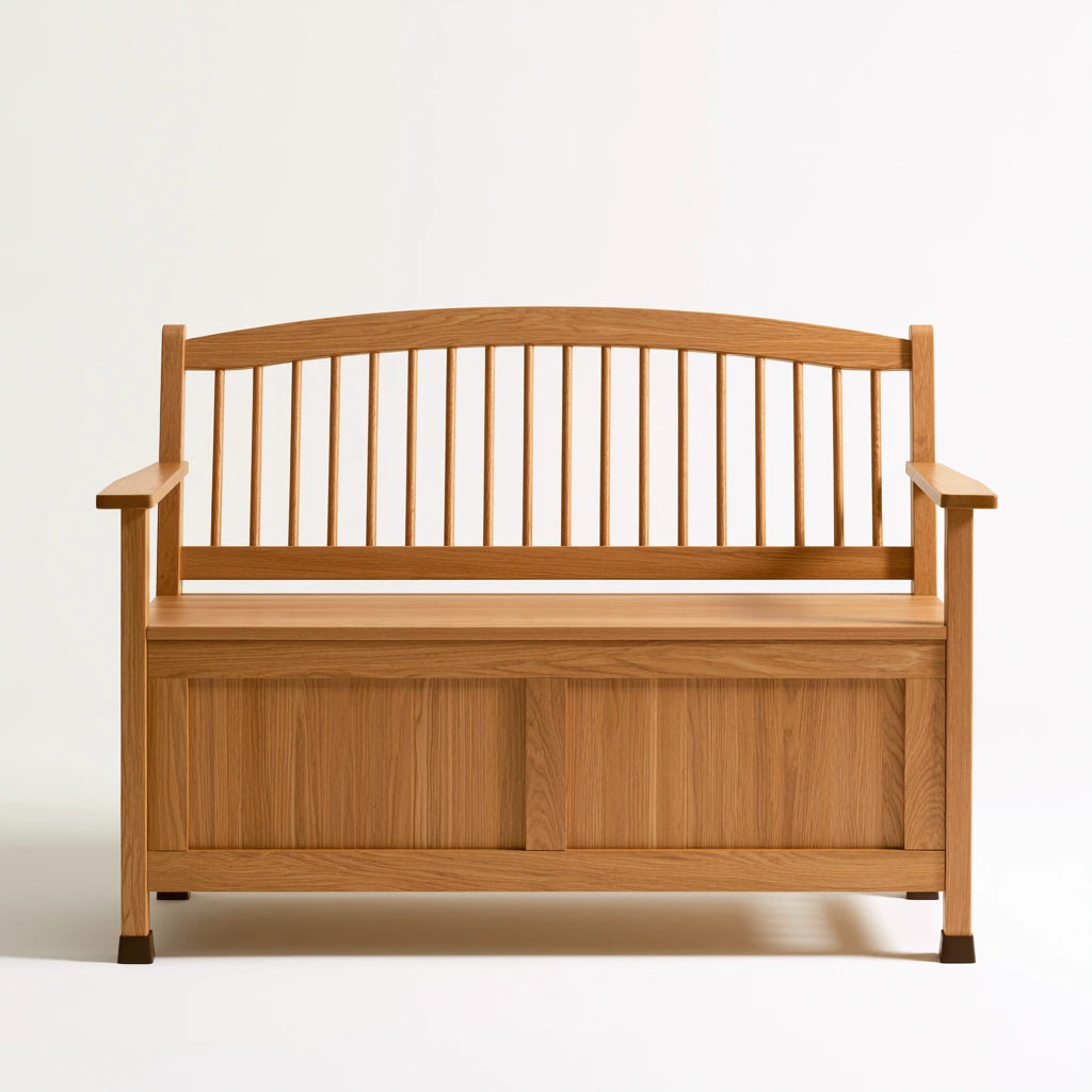 Banc avec rangement en bois, coloris brun clair