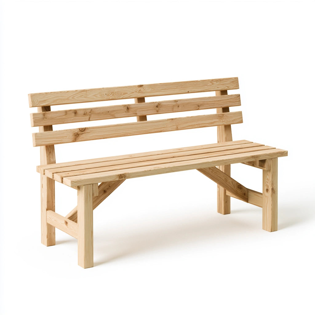 Banc de jardin avec dossier en bois, coloris brun clair