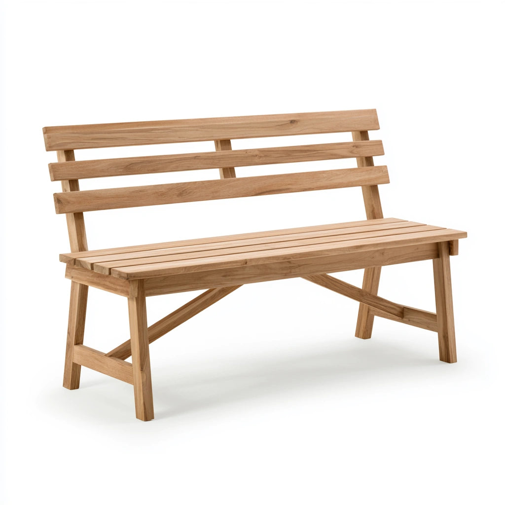 Banc de jardin avec dossier en bois, coloris brun clair
