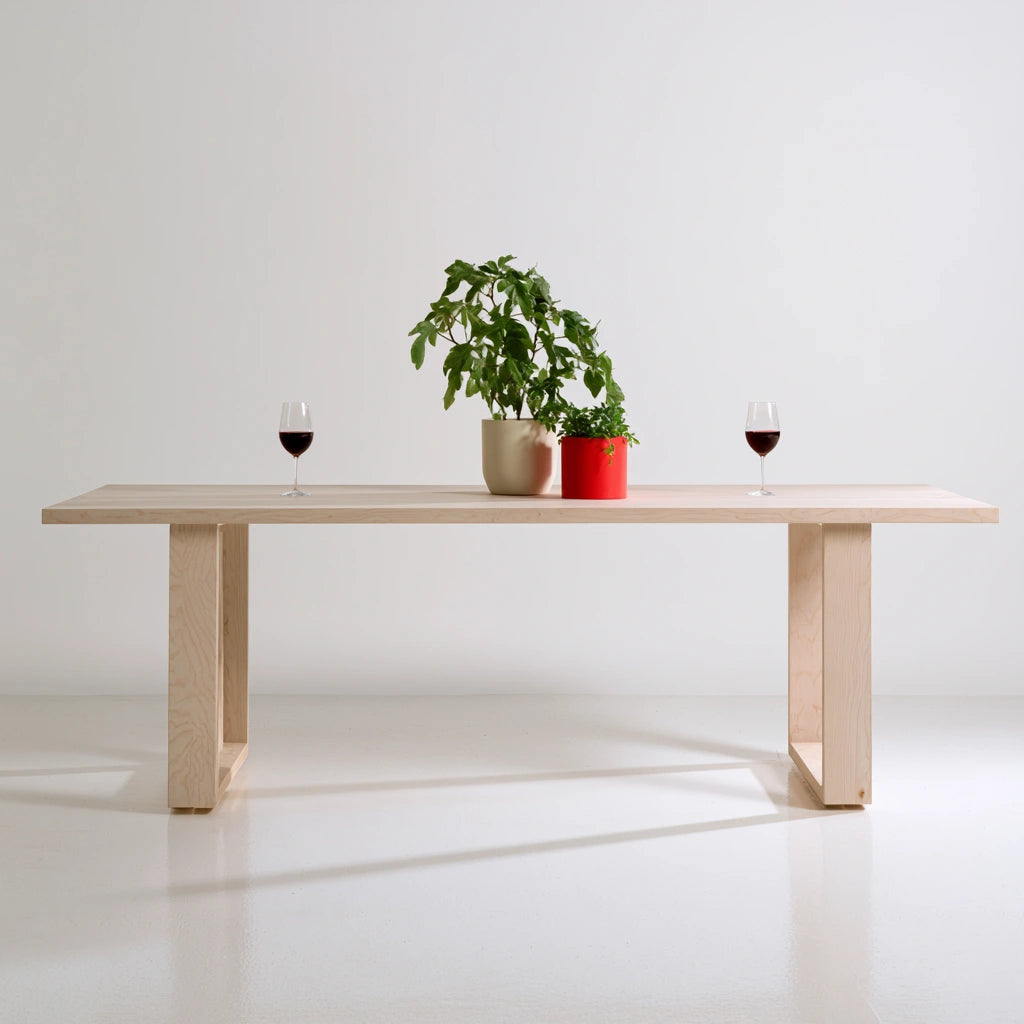 Table à manger en bois, coloris blanc patiné
