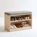 Banc à chaussures avec rangement en bois, coloris brun naturel