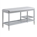 Banc décoratif en métal avec rangement, coloris gris clair
