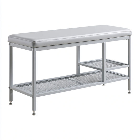 Banc décoratif en métal avec rangement, coloris gris clair
