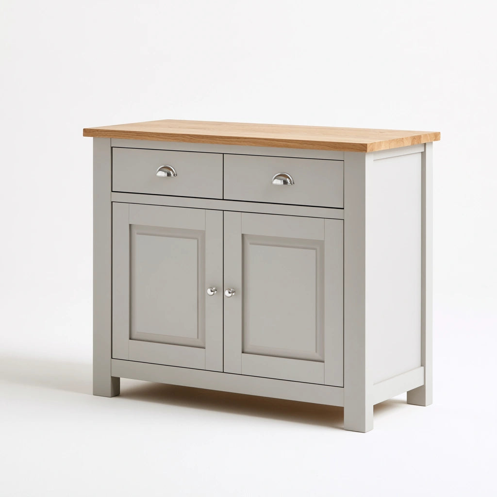 Buffet de rangement en bois, coloris gris clair