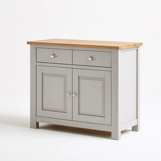 Buffet de rangement en bois, coloris gris clair