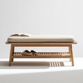 Banc décoratif en tissu, coloris beige et brun clair