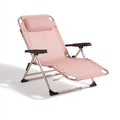 Fauteuil relax pliant en métal pliant, coloris rose clair et argenté