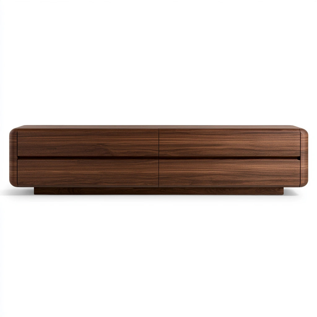 Meuble télévision en bois finition noyer, coloris brun noyer